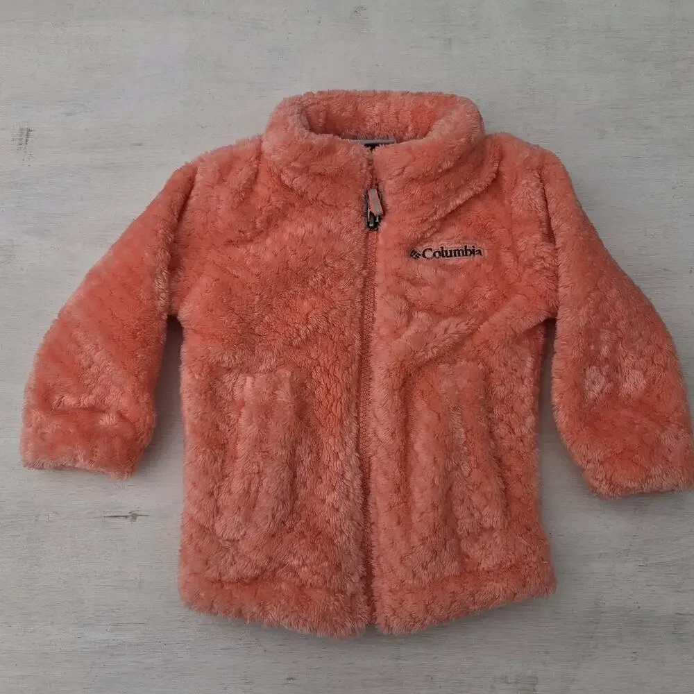 Columbia Baby Pink Fleece Jacket Girl’s Size 6-12M Full Zip Soft